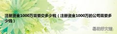 注册资金1000万的公司需要多少钱 注册资金1000万需要交多少税