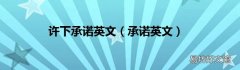 承诺英文 许下承诺英文