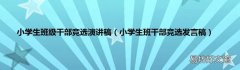 小学生班干部竞选发言稿 小学生班级干部竞选演讲稿