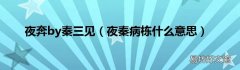 夜秦病栋什么意思 夜奔by秦三见