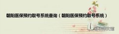 朝阳医保预约取号系统 朝阳医保预约取号系统查询