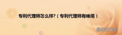专利代理师有啥用 专利代理师怎么样?