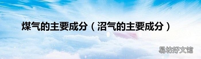 沼氣的主要成分 煤氣的主要成分