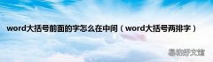 word大括号两排字 word大括号前面的字怎么在中间