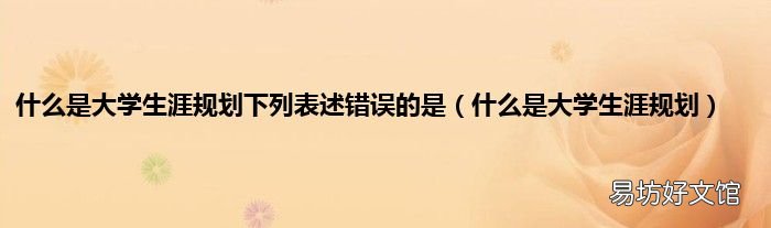 什么是大学生涯规划 什么是大学生涯规划下列表述错误的是