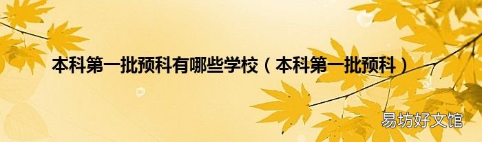 本科第一批预科 本科第一批预科有哪些学校