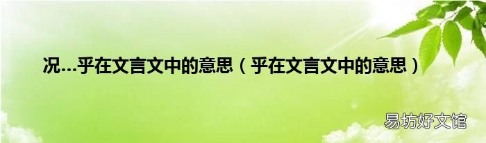 乎在文言文中的意思 况…乎在文言文中的意思