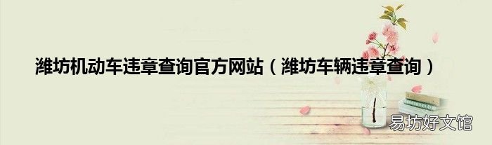 潍坊车辆违章查询 潍坊机动车违章查询官方网站