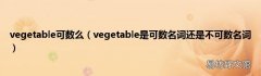 vegetable是可数名词还是不可数名词 vegetable可数么