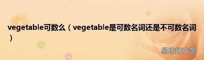 vegetable是可数名词还是不可数名词 vegetable可数么