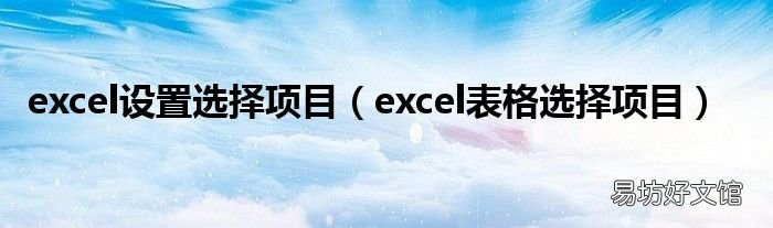 excel表格選擇項目 excel設置選擇項目