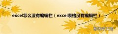 excel表格没有编辑栏 excel怎么没有编辑栏