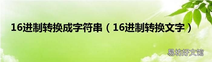 16進制轉(zhuǎn)換文字 16進制轉(zhuǎn)換成字符串