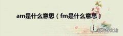 fm是什么意思 am是什么意思