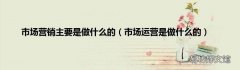 市场运营是做什么的 市场营销主要是做什么的
