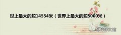 世界上最大的蛇5000米 世上最大的蛇14554米