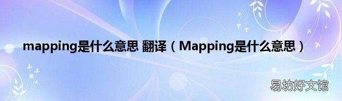Mapping是什么意思 mapping是什么意思 翻译