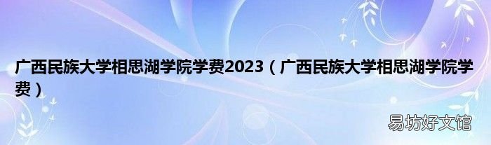 廣西民族大學相思湖學院學費 廣西民族大學相思湖學院學費2023