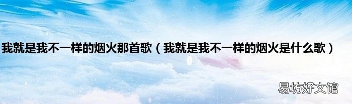 我就是我不一样的烟火是什么歌 我就是我不一样的烟火那首歌