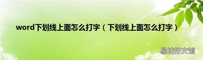 下划线上面怎么打字 word下划线上面怎么打字