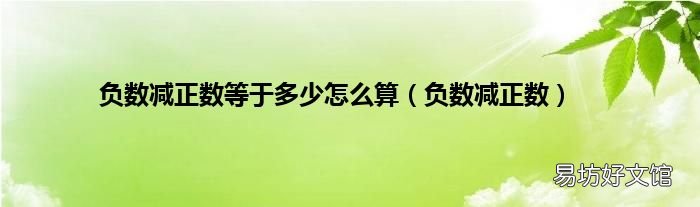 负数减正数 负数减正数等于多少怎么算