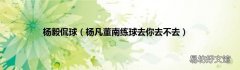 杨凡董南练球去你去不去 杨毅侃球