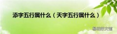 天字五行属什么 添字五行属什么