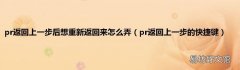 pr返回上一步的快捷键 pr返回上一步后想重新返回来怎么弄