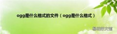 ogg是什么格式 ogg是什么格式的文件