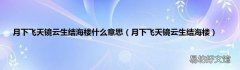 月下飞天镜云生结海楼 月下飞天镜云生结海楼什么意思