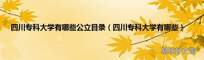 四川专科大学有哪些 四川专科大学有哪些公立目录