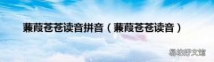 蒹葭苍苍读音 蒹葭苍苍读音拼音
