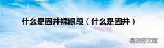 什么是固井 什么是固井裸眼段