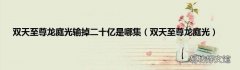 双天至尊龙庭光 双天至尊龙庭光输掉二十亿是哪集