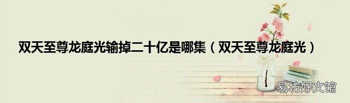双天至尊龙庭光 双天至尊龙庭光输掉二十亿是哪集