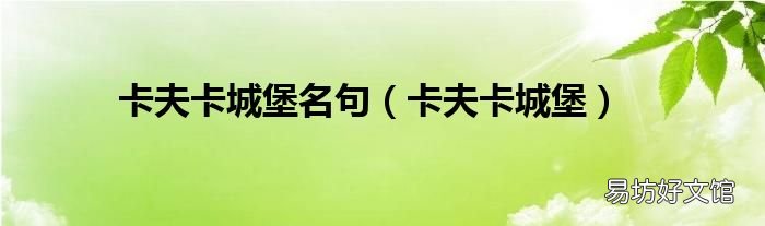 卡夫卡城堡 卡夫卡城堡名句
