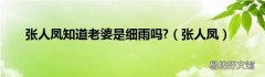 张人凤 张人凤知道老婆是细雨吗?