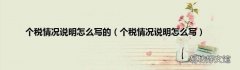 个税情况说明怎么写 个税情况说明怎么写的