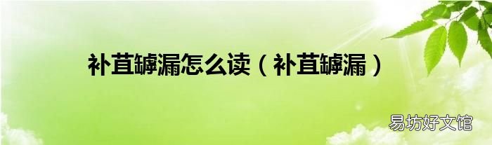 补苴罅漏 补苴罅漏怎么读