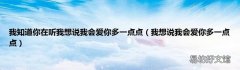 我想说我会爱你多一点点 我知道你在听我想说我会爱你多一点点