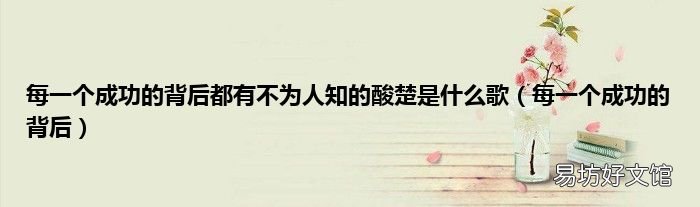 每一个成功的背后 每一个成功的背后都有不为人知的酸楚是什么歌
