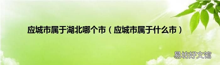 应城市属于什么市 应城市属于湖北哪个市