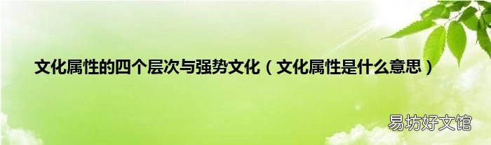 文化属性是什么意思 文化属性的四个层次与强势文化
