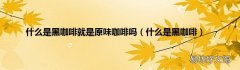 什么是黑咖啡 什么是黑咖啡就是原味咖啡吗