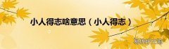 小人得志 小人得志啥意思