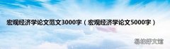 宏观经济学论文5000字 宏观经济学论文范文3000字