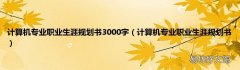 计算机专业职业生涯规划书 计算机专业职业生涯规划书3000字