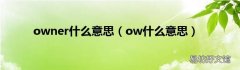 ow什么意思 owner什么意思