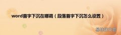 段落首字下沉怎么设置 word首字下沉在哪调