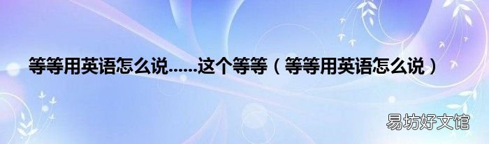 等等用英语怎么说 等等用英语怎么说......这个等等